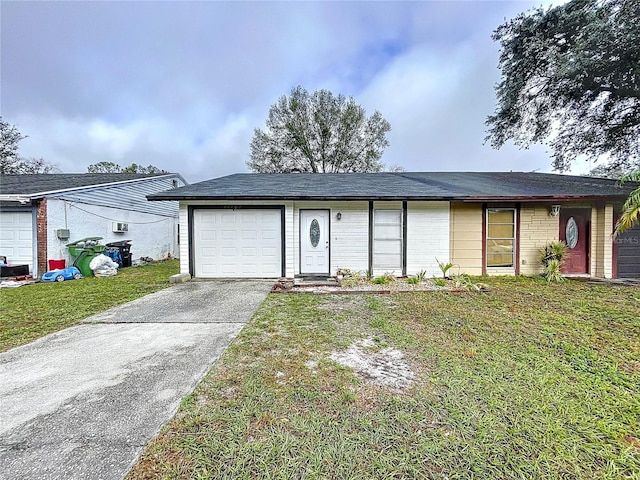 single story home with a front yard