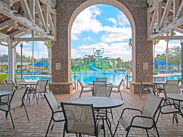 view of patio with a community pool