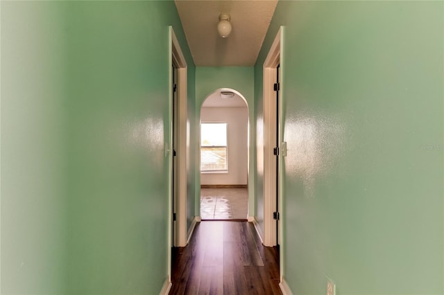 hall featuring dark hardwood / wood-style flooring