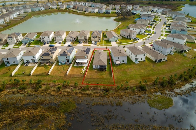 bird's eye view featuring a water view