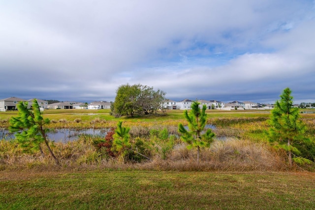 view of yard with a water view