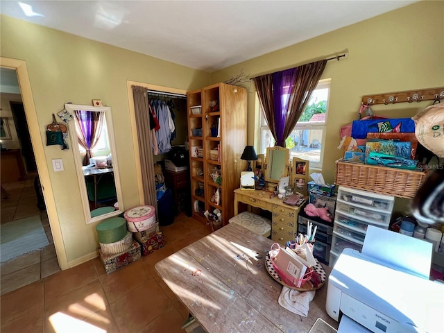 interior space with tile patterned floors