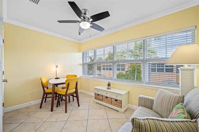 interior space with plenty of natural light and ceiling fan