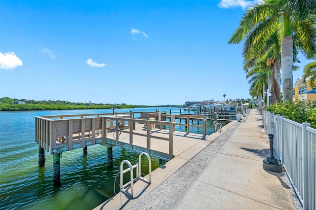 dock area featuring a water view