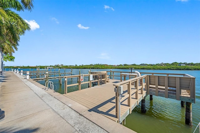 dock area featuring a water view