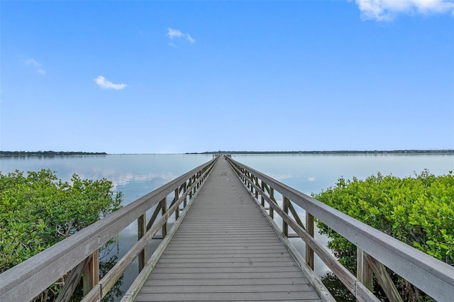 view of dock featuring a water view