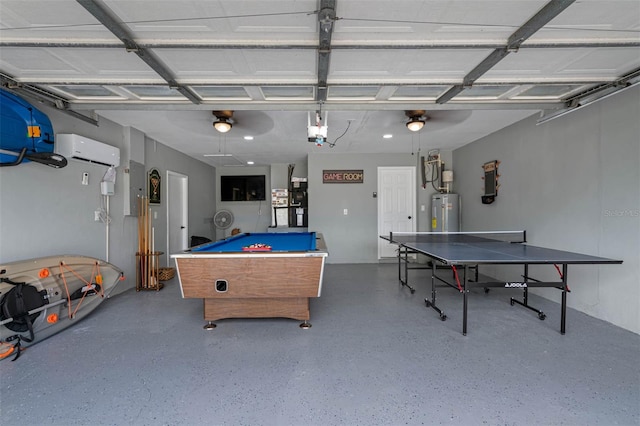 playroom featuring pool table and a wall mounted AC