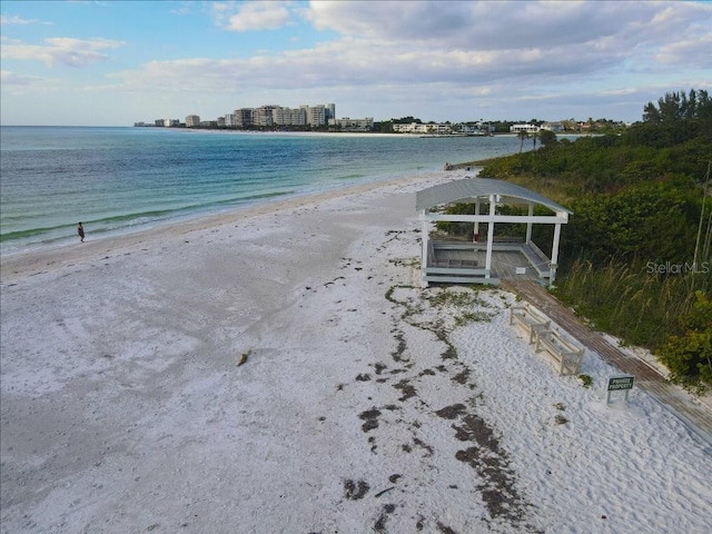 view of water feature featuring a view of the beach