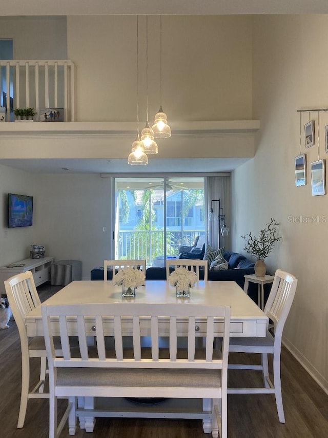 dining area featuring dark hardwood / wood-style flooring