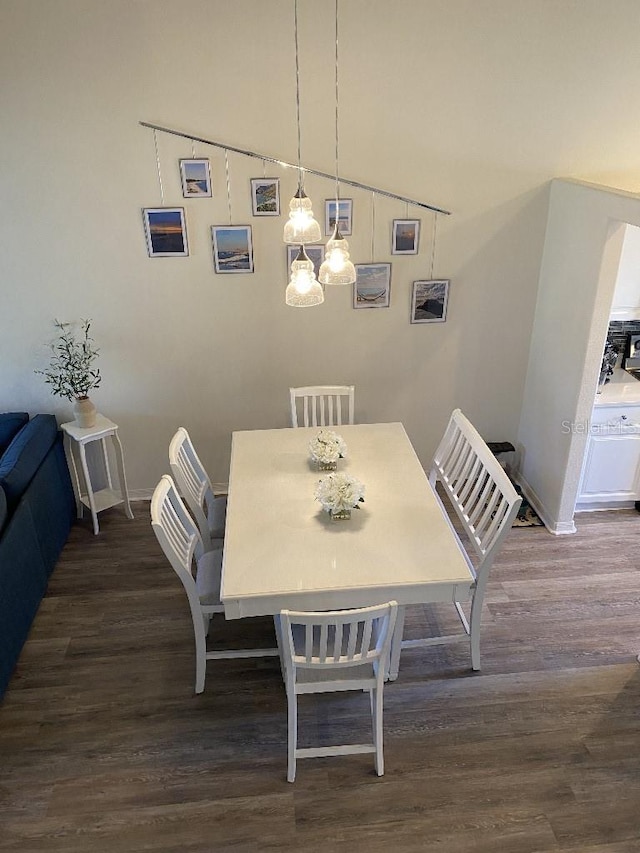 dining area featuring dark hardwood / wood-style flooring