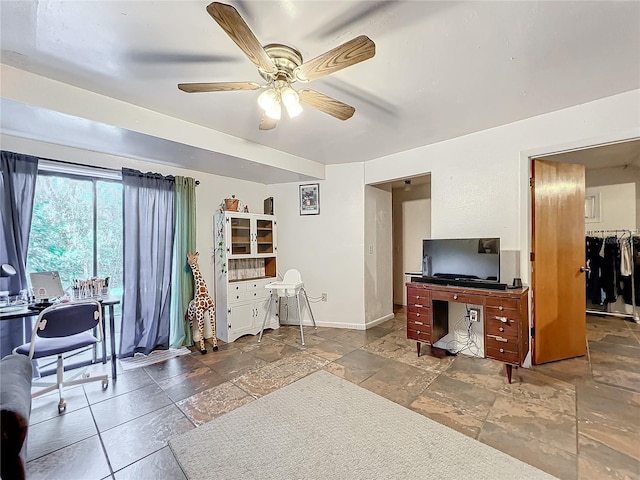 home office featuring ceiling fan