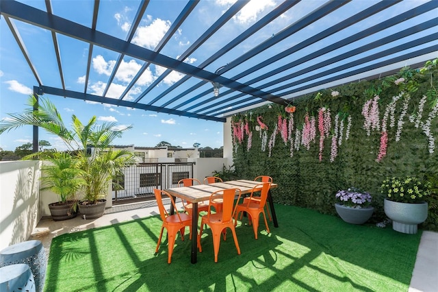 view of patio featuring a pergola