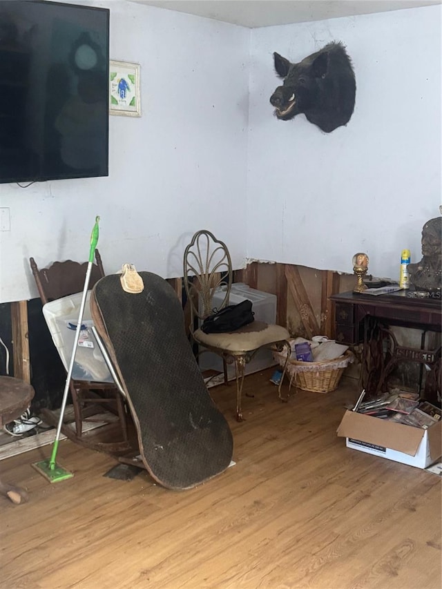 dining area with wood-type flooring