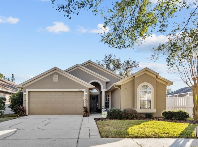 ranch-style home with a garage