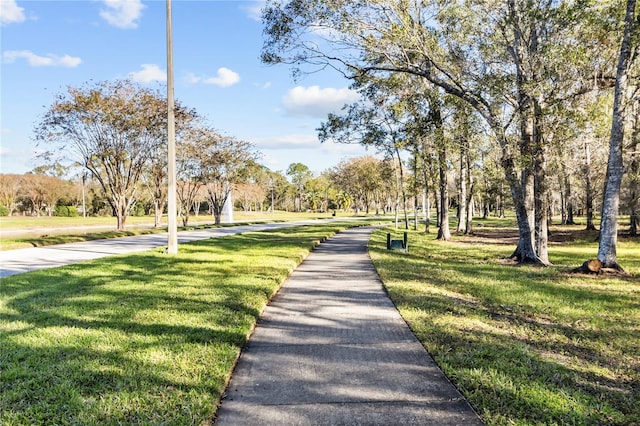 view of home's community with a lawn