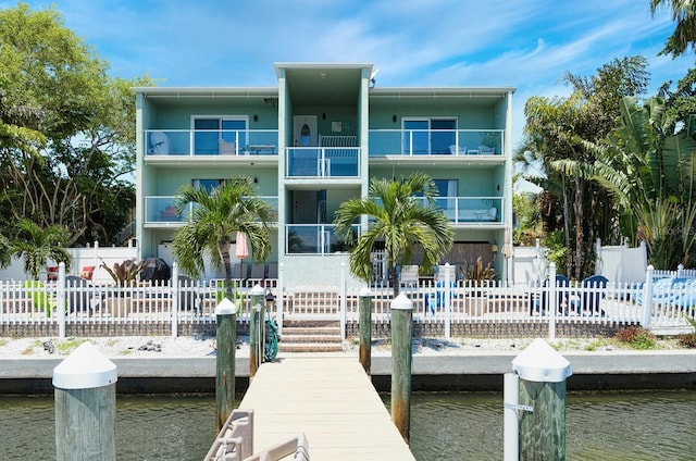 view of dock featuring a water view