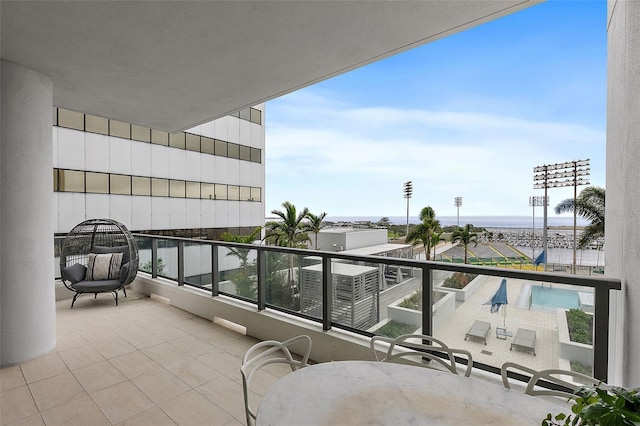 balcony with a water view