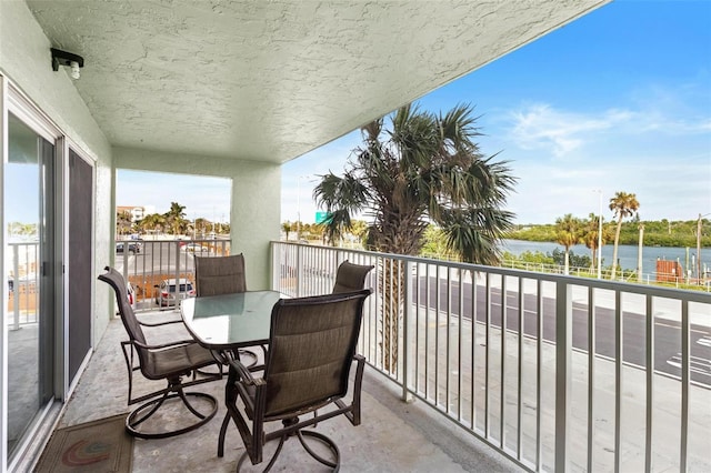 balcony with a water view