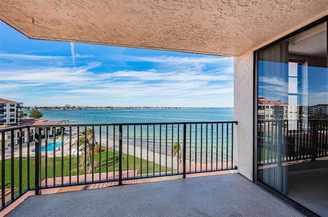 balcony with a water view