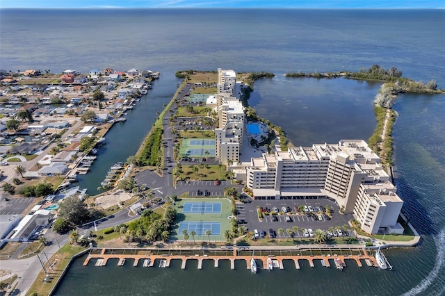 bird's eye view featuring a water view