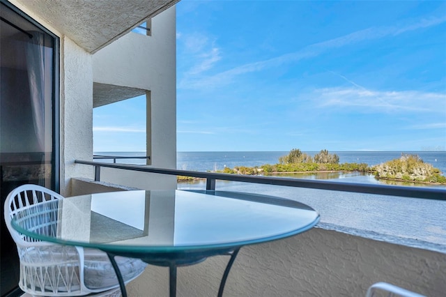 balcony with a water view