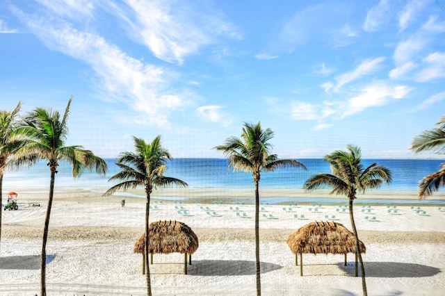 view of water feature featuring a view of the beach