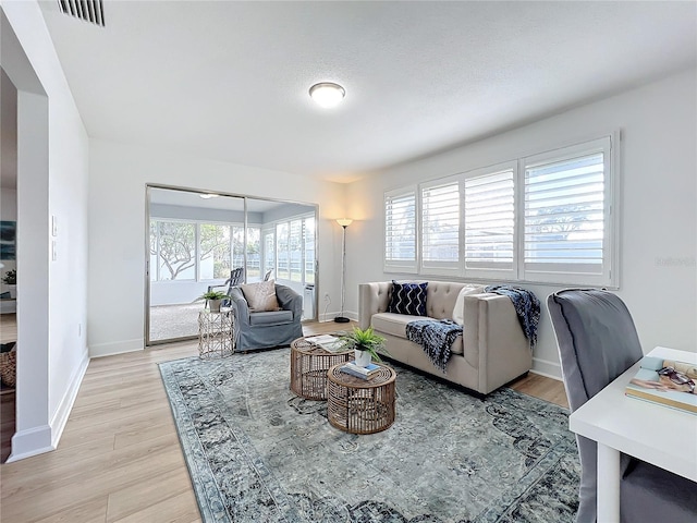 living room featuring light wood-type flooring