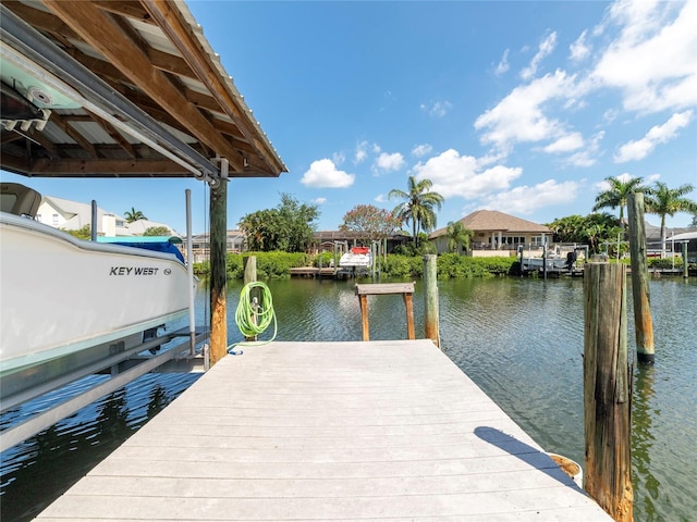 view of dock featuring a water view