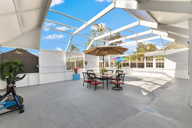 view of patio / terrace with a lanai