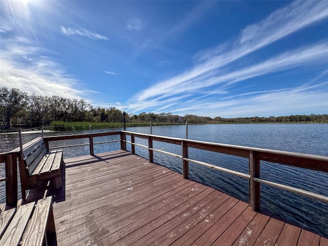 view of dock featuring a water view