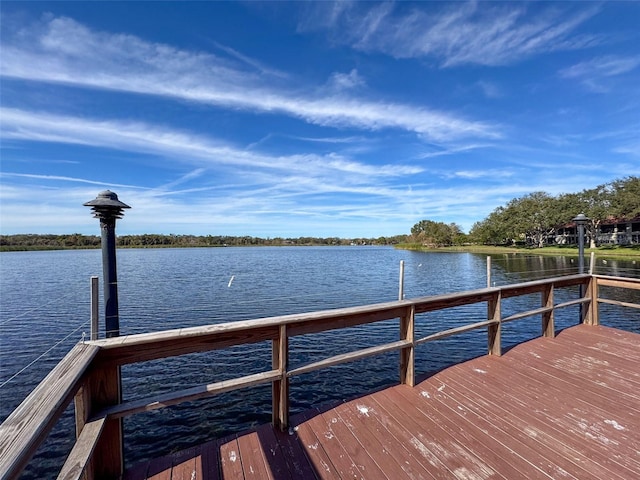 dock area featuring a water view