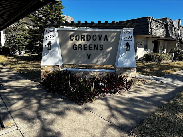 view of community sign