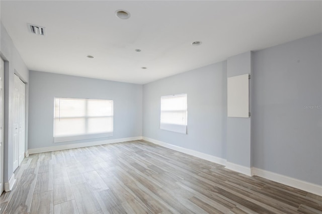 empty room featuring light wood-type flooring