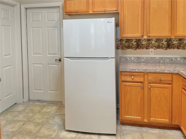 kitchen with white fridge