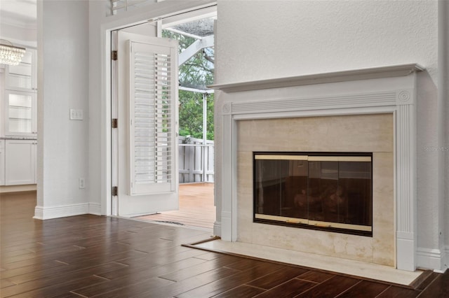 interior details featuring a high end fireplace