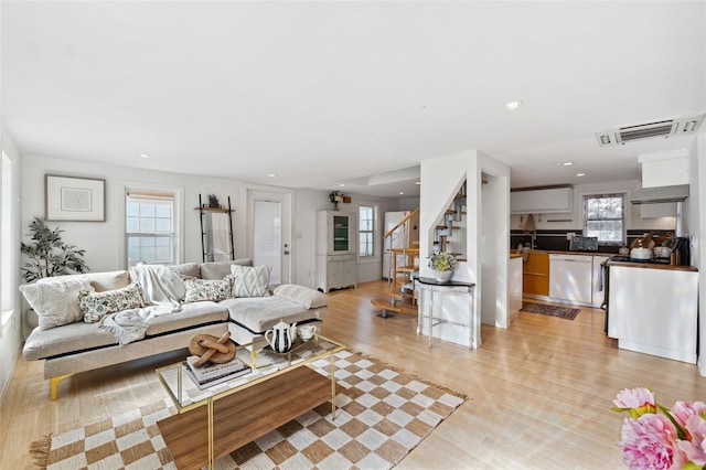 living room featuring light hardwood / wood-style floors