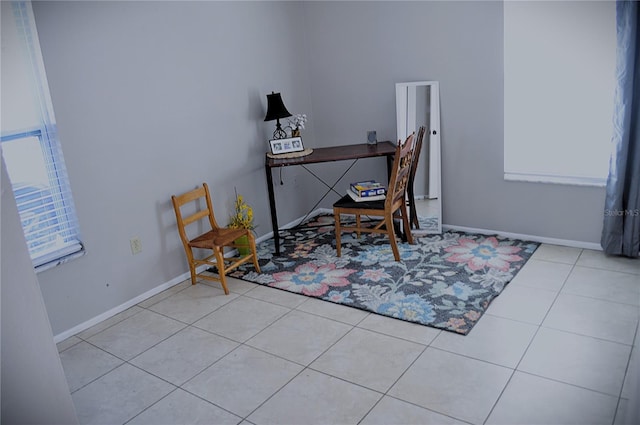 office with light tile patterned floors