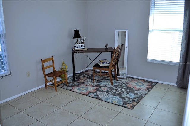 view of tiled office space