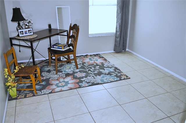 office area with light tile patterned flooring