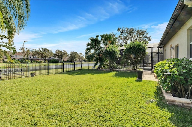 view of yard with a lanai