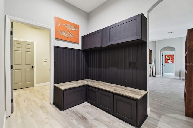 mudroom featuring light hardwood / wood-style floors