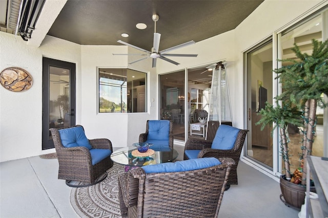 view of patio / terrace with outdoor lounge area and ceiling fan