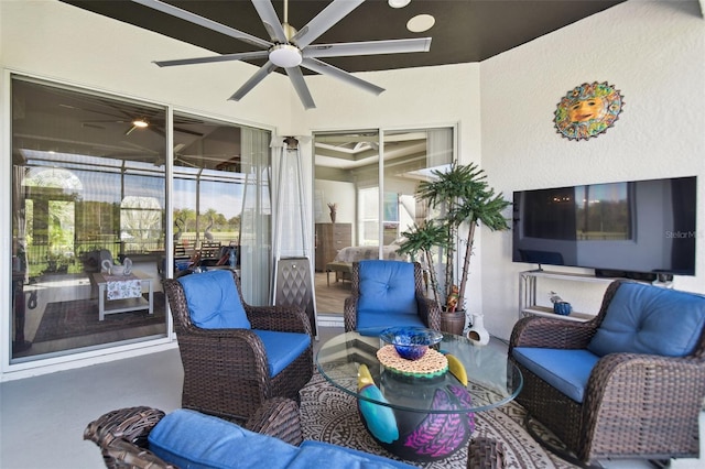 view of patio / terrace with outdoor lounge area and ceiling fan