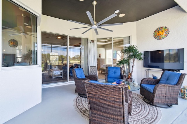 view of patio with ceiling fan