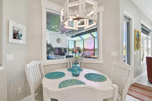 dining room featuring a notable chandelier