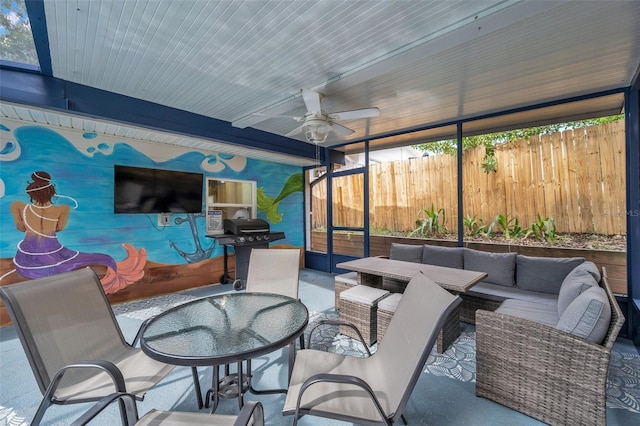 view of patio / terrace featuring outdoor lounge area and ceiling fan