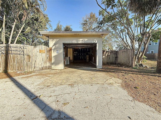 view of garage