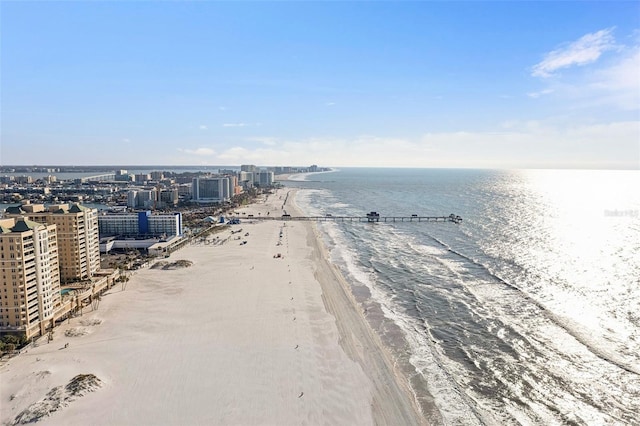 view of water feature featuring a view of the beach