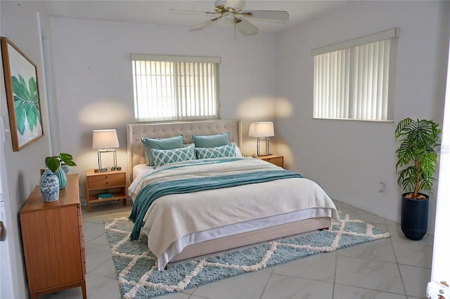 bedroom featuring ceiling fan