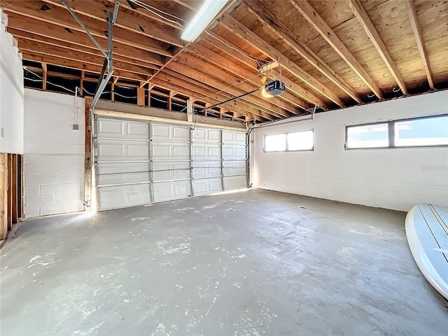 garage with a garage door opener